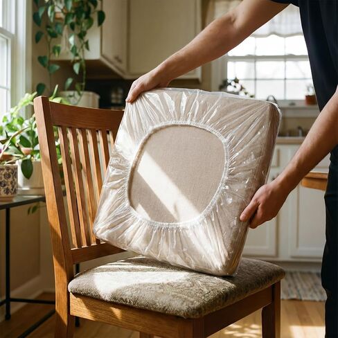 Wenqik 10 Pack Large Plastic Chair Seat Covers for Kitchen Dining Chair, Waterproof & Scratch Heavy Duty PVC Protectors, Fits 20 W x 18d x 2h Seat in Saudi Arabia