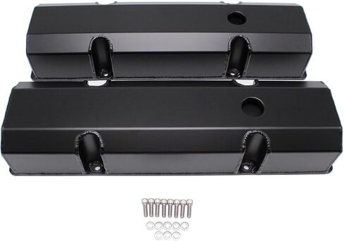 1 Set SHLPDFM Black Fabricated Aluminum Tall Valve Covers with 1.250" Breather Holes Fits for Small Block Chevy SBC 283 305 327 350 383 400 V8 Engines 1958-86 in Saudi Arabia