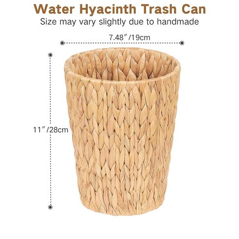 2 Pack Wicker Trash Can, Small Bathroom Trash Can, 2 Gallon Woven Natural Water Hyacinth Waste Basket for Bedroom, Boho Garbage Can for Decor Home Kitchen Living Room Office (Round) in Saudi Arabia