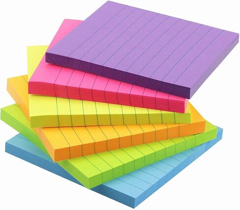 Early Buy Lined Sticky Notes with Lines 8x6 Self-Stick Notes 6 Bright Color 6 Pads, 45 Sheets/Pad in Saudi Arabia