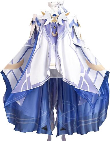MIAOCOS Columbina Cosplay Costume Women Cute Blue and White Dress Uniform Set Halloween Party Outfit in Kuwait