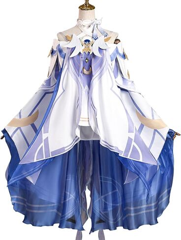 MIAOCOS Columbina Cosplay Costume Women Cute Blue and White Dress Uniform Set Halloween Party Outfit in Kuwait