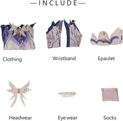 MIAOCOS Columbina Cosplay Costume Women Cute Blue and White Dress Uniform Set Halloween Party Outfit in Kuwait