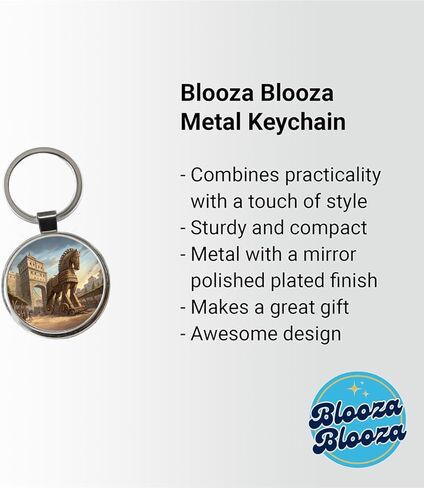 Trojan Horse Being Brought Into Troy Homer's Iliad War Round Metal Keychain in Saudi Arabia