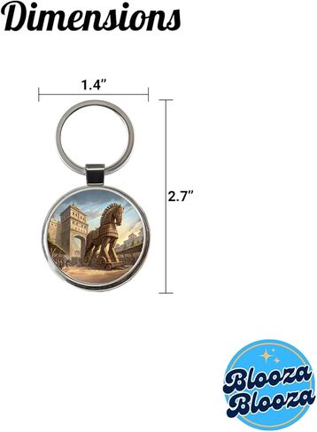 Trojan Horse Being Brought Into Troy Homer's Iliad War Round Metal Keychain in Saudi Arabia