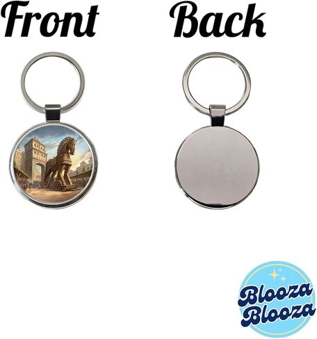 Trojan Horse Being Brought Into Troy Homer's Iliad War Round Metal Keychain in Saudi Arabia