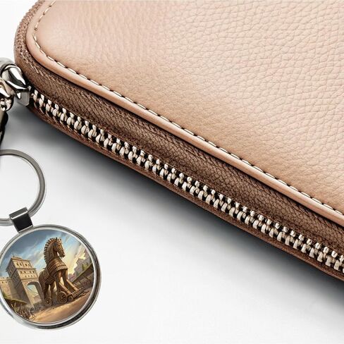Trojan Horse Being Brought Into Troy Homer's Iliad War Round Metal Keychain in Saudi Arabia