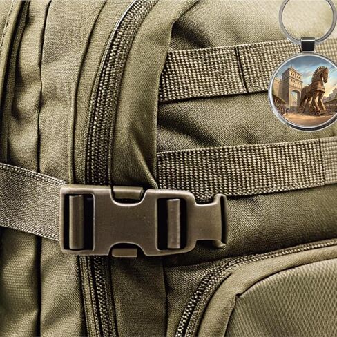 Trojan Horse Being Brought Into Troy Homer's Iliad War Round Metal Keychain in Saudi Arabia