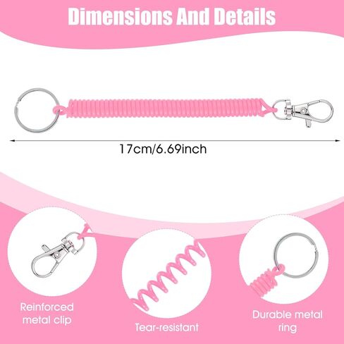 MAQUITA 100 Pcs Coil Lanyard Bulk Retractable Spring Spiral Wrist Key Chains, Stretchy Key Ring Safety Anti Lost Cord with Lobster Clasp for Keys, Wallet, Cellphone, Multi Color in Saudi Arabia