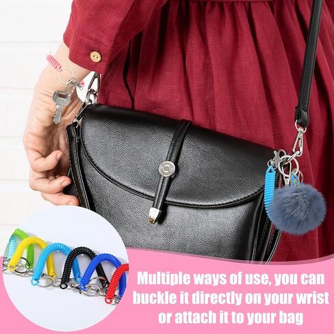 MAQUITA 100 Pcs Coil Lanyard Bulk Retractable Spring Spiral Wrist Key Chains, Stretchy Key Ring Safety Anti Lost Cord with Lobster Clasp for Keys, Wallet, Cellphone, Multi Color in Saudi Arabia