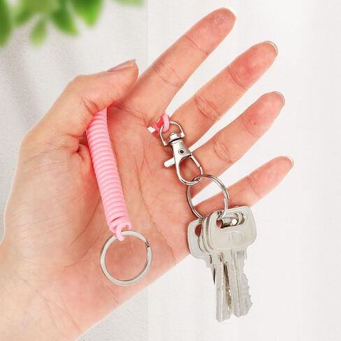 MAQUITA 100 Pcs Coil Lanyard Bulk Retractable Spring Spiral Wrist Key Chains, Stretchy Key Ring Safety Anti Lost Cord with Lobster Clasp for Keys, Wallet, Cellphone, Multi Color in Saudi Arabia