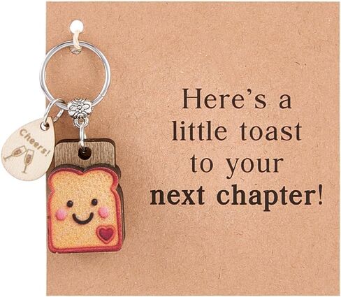 FINGERINSPIRE 5Sets Bread Toast Keychains 2inch Long Gift Keychain Set With Handmade Wood-Resin Toast Pendant Alloy Key Rings and Decorative Gift Cards for Women's Engagement Breakup Recovery Career in Saudi Arabia