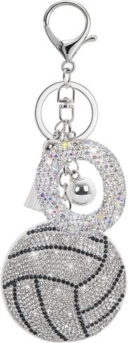 Sparkly Diamond Initial Letter Volleyball Keychain Gift for Sports Lovers,Players Coaches,Elegant Bag Charm in Saudi Arabia