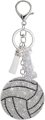Sparkly Diamond Initial Letter Volleyball Keychain Gift for Sports Lovers,Players Coaches,Elegant Bag Charm in Saudi Arabia