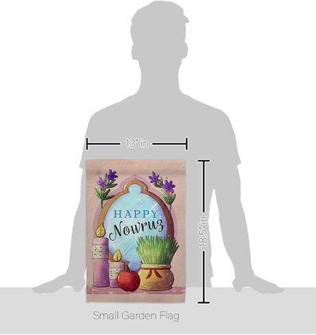 Nowruz Celebration Flag Wall Scroll Wood Dowel Set Tapestry Indoor Poster Home Decor Kitchen Room Door Hanging Iranian Decorcations Porch Sign for House Persian New Year Gifts Made in USA in Kuwait