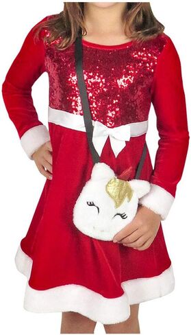 Pink and Violet Velvet Santa Dress with Purse Red/White 6 in Saudi Arabia