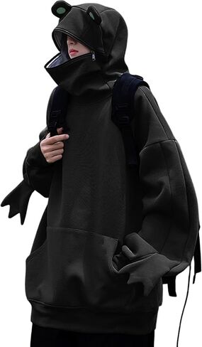 Men's Frog Hoodie Hooded Unisex Pullover Casual Solid Color Sweatshirt with Pocket in Saudi Arabia