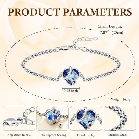 Cremation Jewelry Heart Urn Bracelet for Human Ashes for Women Men Memorial Keepsake Link Bracelet in Saudi Arabia