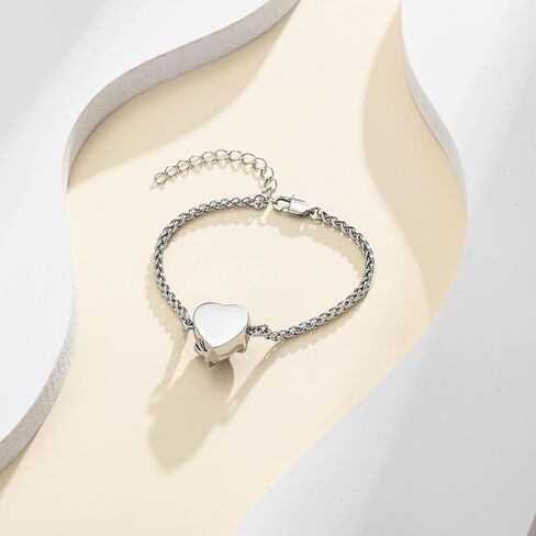 Cremation Jewelry Heart Urn Bracelet for Human Ashes for Women Men Memorial Keepsake Link Bracelet in Saudi Arabia