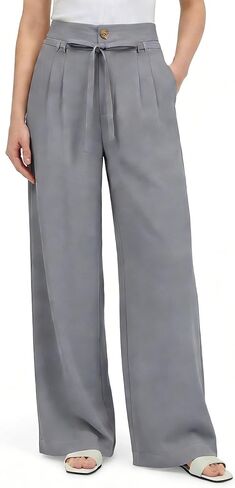 GRACE KARIN Linen Pants Women,Elastic High Waist Wide Leg Pants with Pockets,Comfy Beach Vacation Trousers in Saudi Arabia