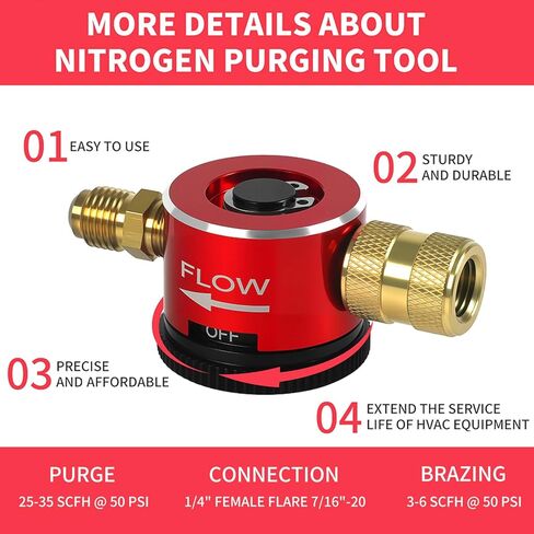 أداة تطهير النيتروجين المطورة، منظم تدفق النيتروجين القابل للتعديل HVAC، منظم تطهير النيتروجين النحاسي لصيانة نظام تكييف الهواء، أداة مع أوضاع التطهير والنحاس in Kuwait