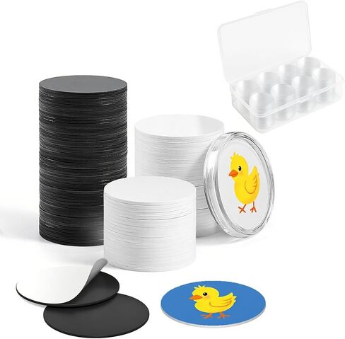 100pcs NTAG215 NFC Tags with Adhesive – Includes Clear Plastic Coin Capsules – Blank Programmable NFC 215 Chips, Compatible with TagMo, Amiibo, Android, iPhone and Other NFC Devices (Black+White-100) in Kuwait