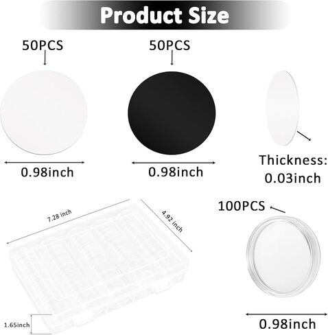 100pcs NTAG215 NFC Tags with Adhesive – Includes Clear Plastic Coin Capsules – Blank Programmable NFC 215 Chips, Compatible with TagMo, Amiibo, Android, iPhone and Other NFC Devices (Black+White-100) in Kuwait