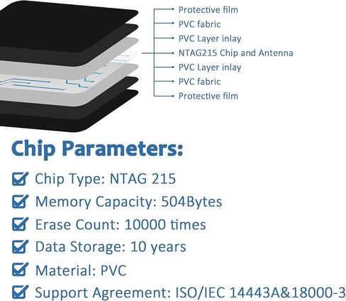 100pcs NTAG215 NFC Tags with Adhesive – Includes Clear Plastic Coin Capsules – Blank Programmable NFC 215 Chips, Compatible with TagMo, Amiibo, Android, iPhone and Other NFC Devices (Black+White-100) in Kuwait