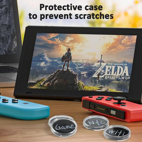 100pcs NTAG215 NFC Tags with Adhesive – Includes Clear Plastic Coin Capsules – Blank Programmable NFC 215 Chips, Compatible with TagMo, Amiibo, Android, iPhone and Other NFC Devices (Black+White-100) in Kuwait