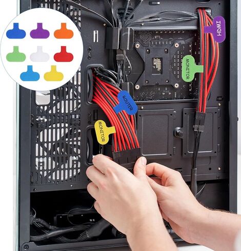 32pcs Cable Tags Multi-Color Electronic Cable Identification Labels Write On Cord Labels Tags for Computers Cables Management Reusable Wire Markers for Charging Cords (8 Colors) in Saudi Arabia
