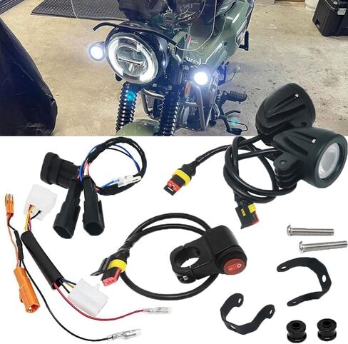 مناسب لسيارة Honda CT125 Trail 125 Hunter Cub (2019-UP) طقم دعامة تثبيت إضاءة LED عالية السطوع للقيادة على الطرق الوعرة مع حزام الأسلاك (مجموعة الضوء الأبيض) in Kuwait