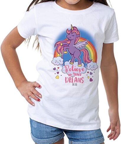 Del Sol Color Changing Toddler Girls Crew Tee - Believe, White, Size 4T in Saudi Arabia