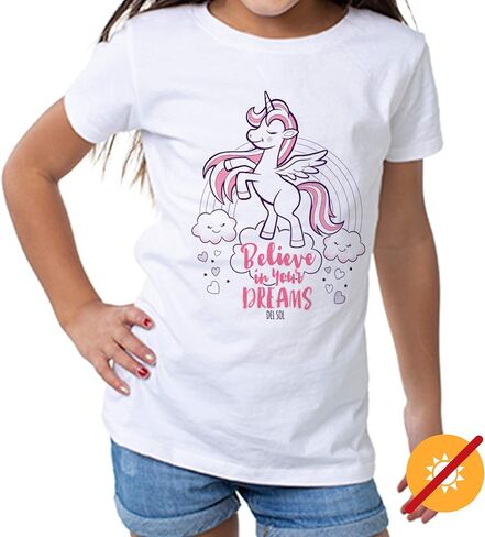 Del Sol Color Changing Toddler Girls Crew Tee - Believe, White, Size 4T in Saudi Arabia