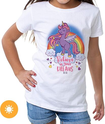 Del Sol Color Changing Toddler Girls Crew Tee - Believe, White, Size 4T in Saudi Arabia