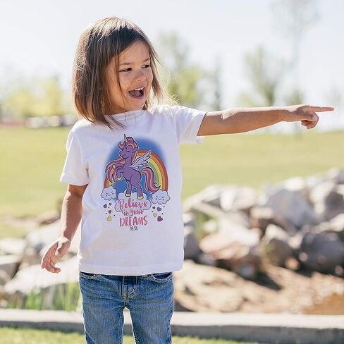 Del Sol Color Changing Toddler Girls Crew Tee - Believe, White, Size 4T in Saudi Arabia