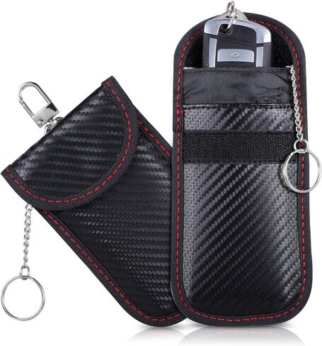 Sibba Faraday Bags for Phones and Car Key RFID Signal Blocking Pouch 2PCS Carbon Fiber Surface Signal Blocking Holder Anti-Theft Key Fob Protector Bag for Cell Phones Cars Keys Fob Cage Signals Blocke in Saudi Arabia