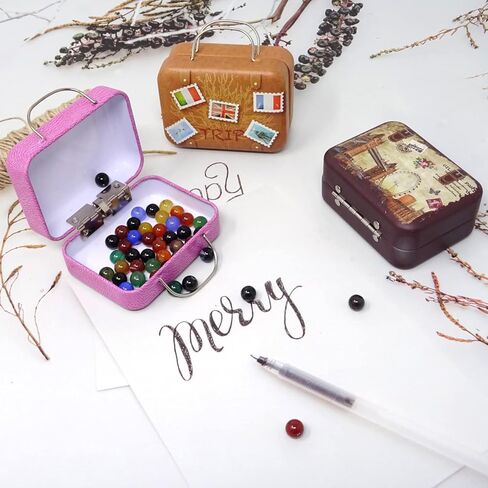 3PCS Cute Mini Suitcase Decorative Boxes Funny Small Tinplate Rectangular Storage Container with Handle for Party Birthday Home Decorations, 3 Styles in Saudi Arabia