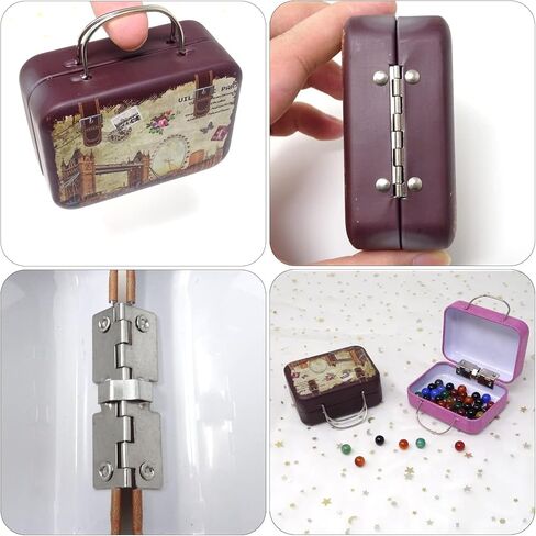 3PCS Cute Mini Suitcase Decorative Boxes Funny Small Tinplate Rectangular Storage Container with Handle for Party Birthday Home Decorations, 3 Styles in Saudi Arabia