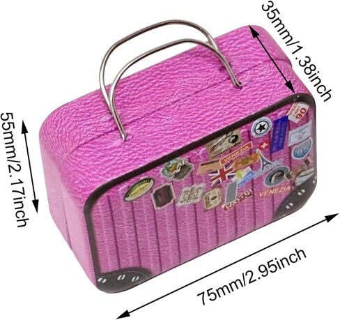 3PCS Cute Mini Suitcase Decorative Boxes Funny Small Tinplate Rectangular Storage Container with Handle for Party Birthday Home Decorations, 3 Styles in Saudi Arabia