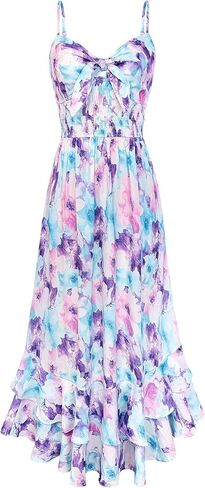 GRACE KARIN Womens Maxi Floral Sundresses Summer Beach Boho Dress Spaghetti Strap Dresses Casual Fashion Clothes with Pockets in Saudi Arabia