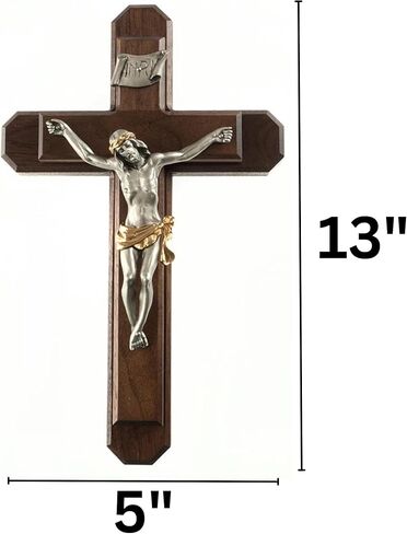 Needzo Sick Call Crucifix Pack, Includes Walnut Wall Cross with Pewter Center, Two Candles, a Glass Holy Water Bottle, and Cotton, 13 by 5 Inches in Saudi Arabia