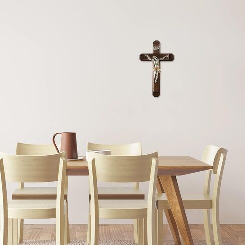 Needzo Sick Call Crucifix Pack, Includes Walnut Wall Cross with Pewter Center, Two Candles, a Glass Holy Water Bottle, and Cotton, 13 by 5 Inches in Saudi Arabia