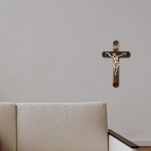 Needzo Sick Call Crucifix Pack, Includes Walnut Wall Cross with Pewter Center, Two Candles, a Glass Holy Water Bottle, and Cotton, 13 by 5 Inches in Saudi Arabia