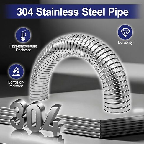 1.5" [1 1/2"] ID x 72" Universal Exhaust Flex Pipe, 304 Stainless Steel Flexible Exhaust Tubing in Kuwait