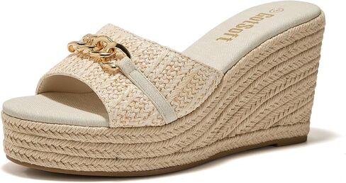 Women's Open Toe Wedge Espadrilles Sandals Chain Slip On Slides Platform Sandal Summer Shoes in Saudi Arabia