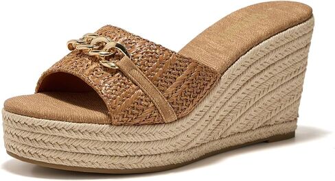 Women's Open Toe Wedge Espadrilles Sandals Chain Slip On Slides Platform Sandal Summer Shoes in Saudi Arabia