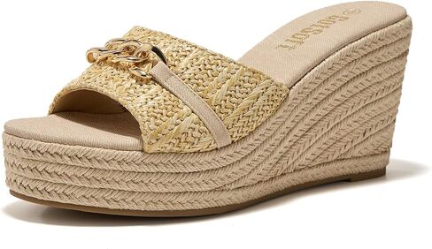 Women's Open Toe Wedge Espadrilles Sandals Chain Slip On Slides Platform Sandal Summer Shoes in Kuwait
