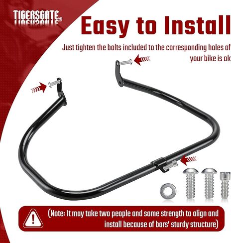 TIGERSGATE الكروم محرك الحرس شريط الأمان حماية الشارب الحرس الطريق السريع متوافق مع Harley Heritage FLSTC Softail Fat Boy FLSTF 2000-2017، بدون دواسات مضادة للانزلاق in Saudi Arabia