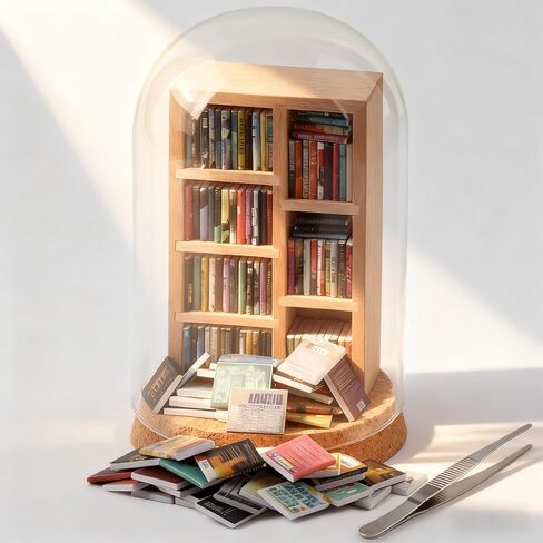 رف كتب القلق، خزانة كتب مصغرة، أرفف كتب صغيرة للقلق، مكتبة مصغرة، تحتوي على أكثر من 200 كتاب صغير، زخارف إبداعية لرف الكتب الصغيرة، هدايا لتخفيف التوتر in Kuwait