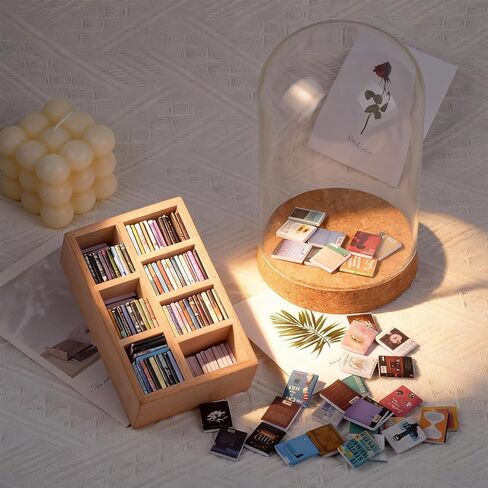 رف كتب القلق، خزانة كتب مصغرة، أرفف كتب صغيرة للقلق، مكتبة مصغرة، تحتوي على أكثر من 200 كتاب صغير، زخارف إبداعية لرف الكتب الصغيرة، هدايا لتخفيف التوتر in Kuwait